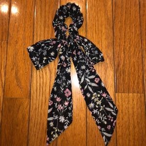 floral hair scarf attached to scrunchie